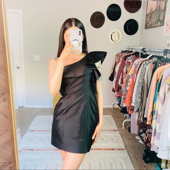 Vintage 90’s Mellisa Sweet Black One Shoulder Mini Dress - Picture 7 of 8